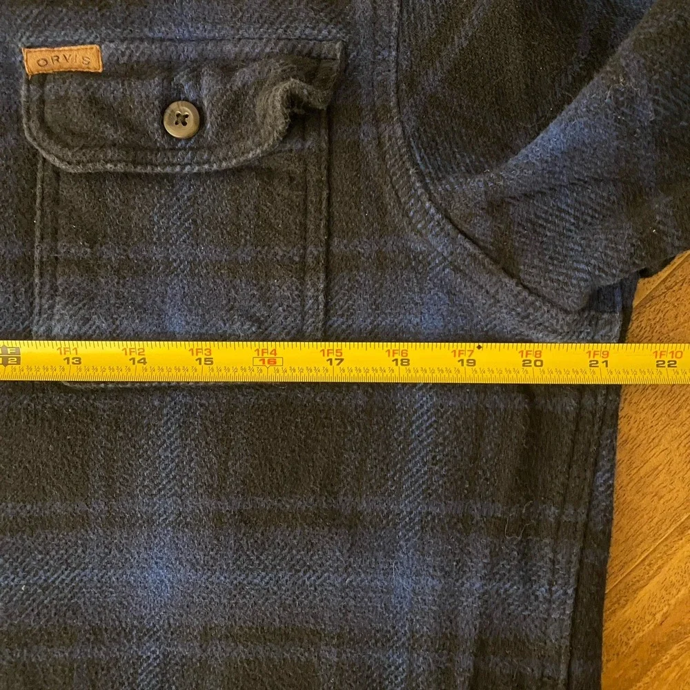 Orvis Flannel Shacket Mens‎ Medium Plaid Heavy Cotton Long Sleeve